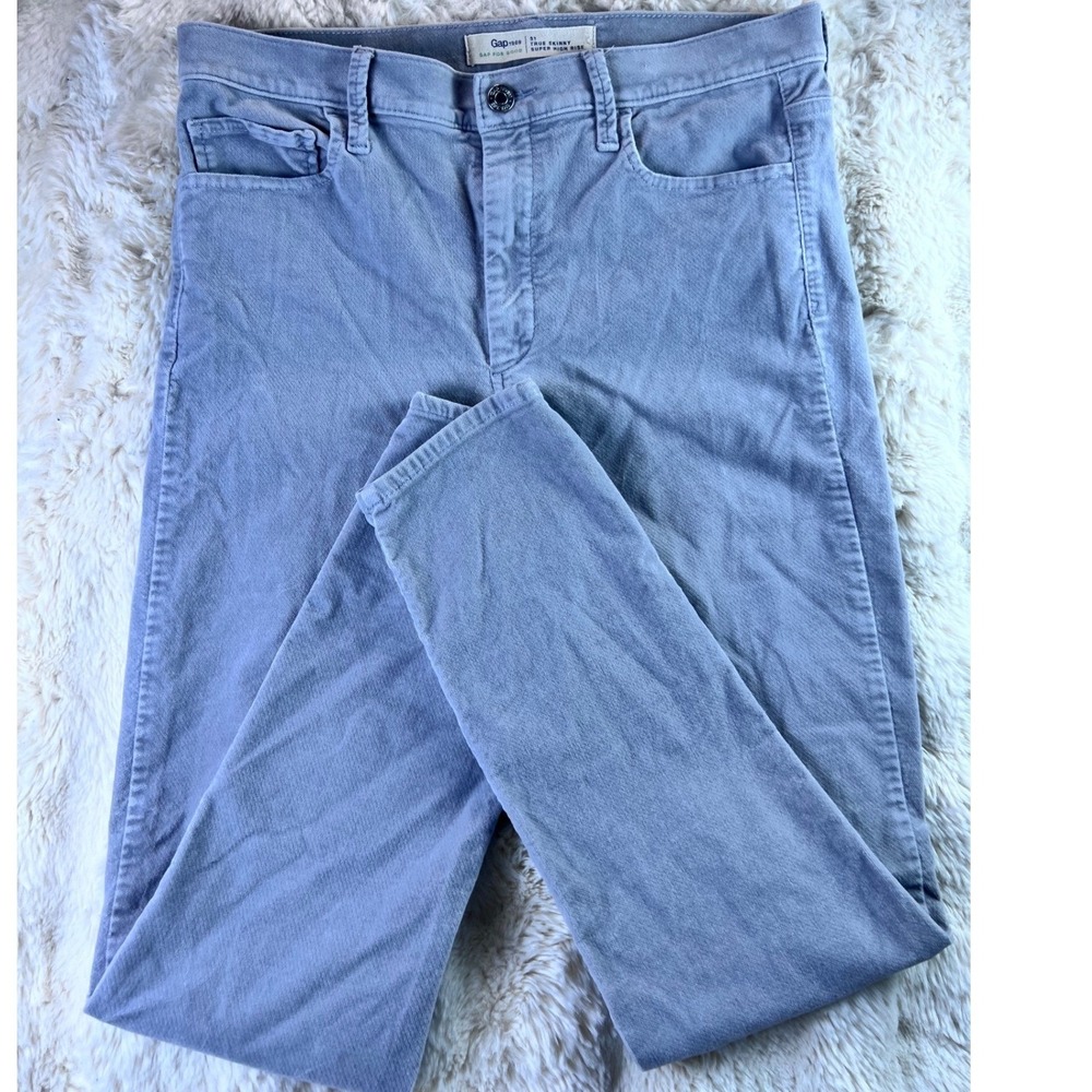 Gap 1969 True Skinny Super High Rise Corduroy Pants Blue Grey Size 31. A19